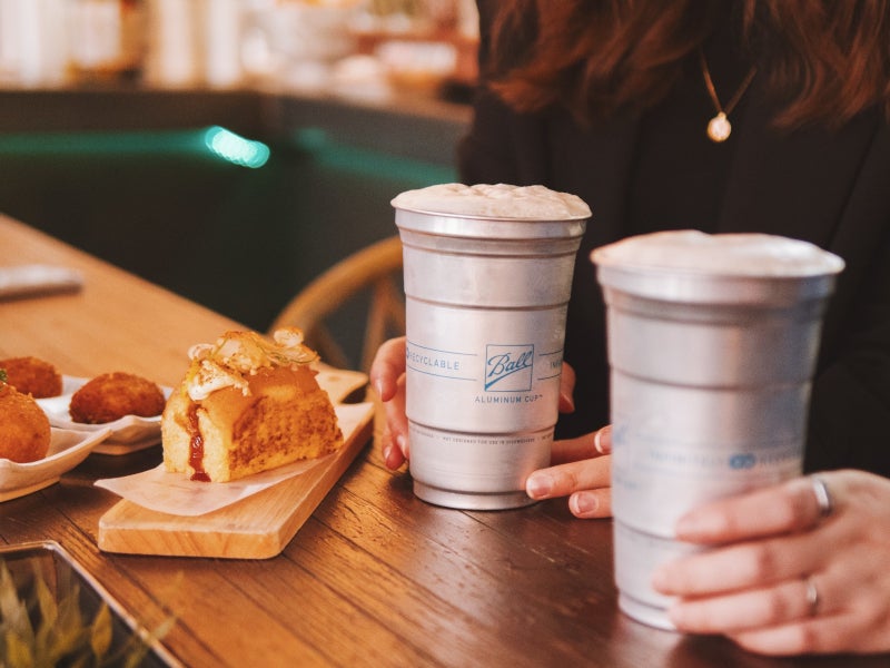 Ball to pilot disposable aluminum cups as an alternative to plastic