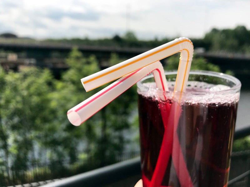 Plastic straw in drink