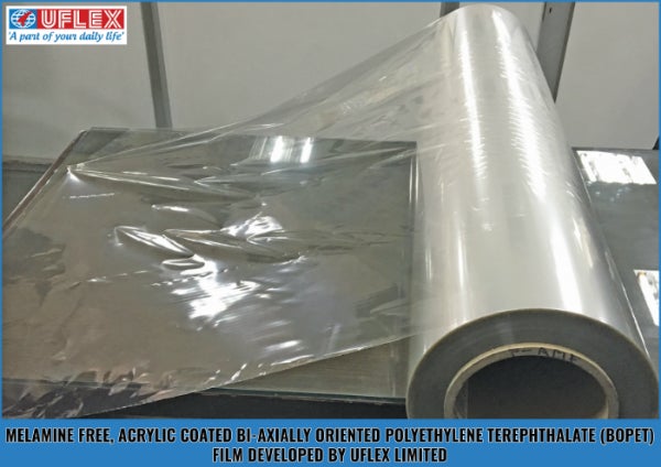 melamine-free, acrylic-coated bopet film