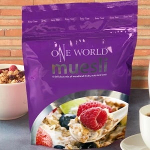 One World purple muesli pouch