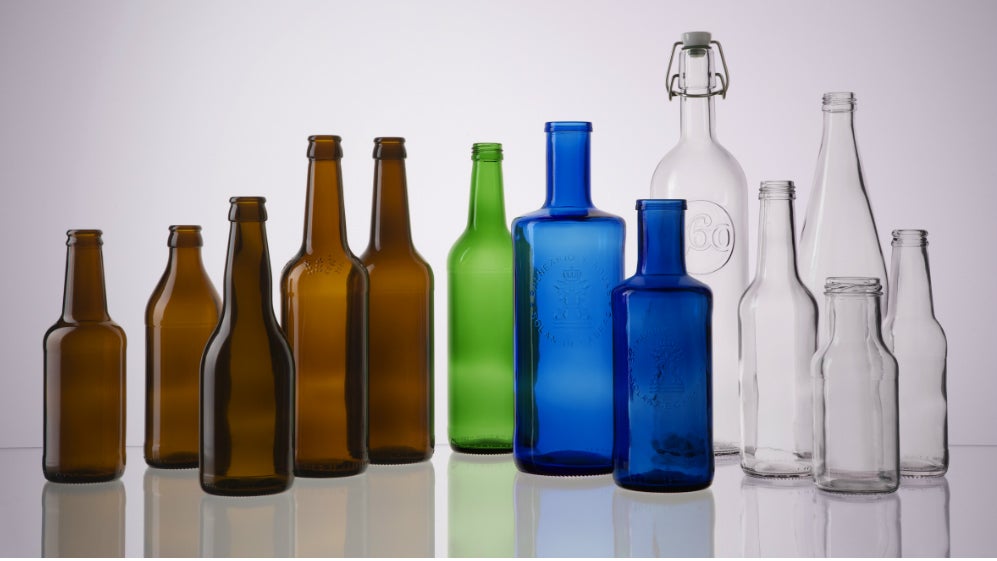 coloured glass bottles